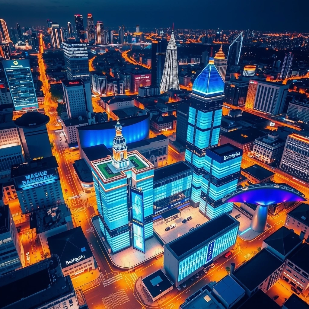 Bangkok skyline digital connectivity